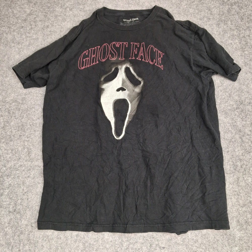 Ghost Face T-Shirt Mens Large Black Scream Horror Movie Graphic Tee Cotton